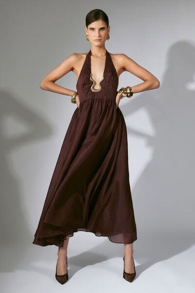 Cavarly Ramie Halter Dress
