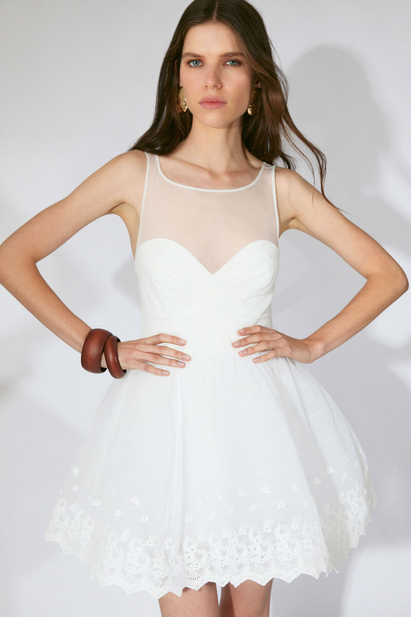 HILDA HOOP MINI DRESS in colour Ivory