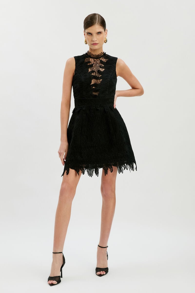 SILAS HOURGLASS MINI DRESS in colour Black