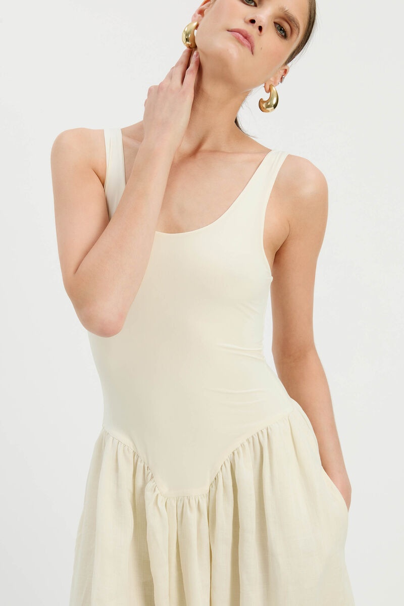 LORIE SCOOP NECK MIDI DRESS in colour Buttercup