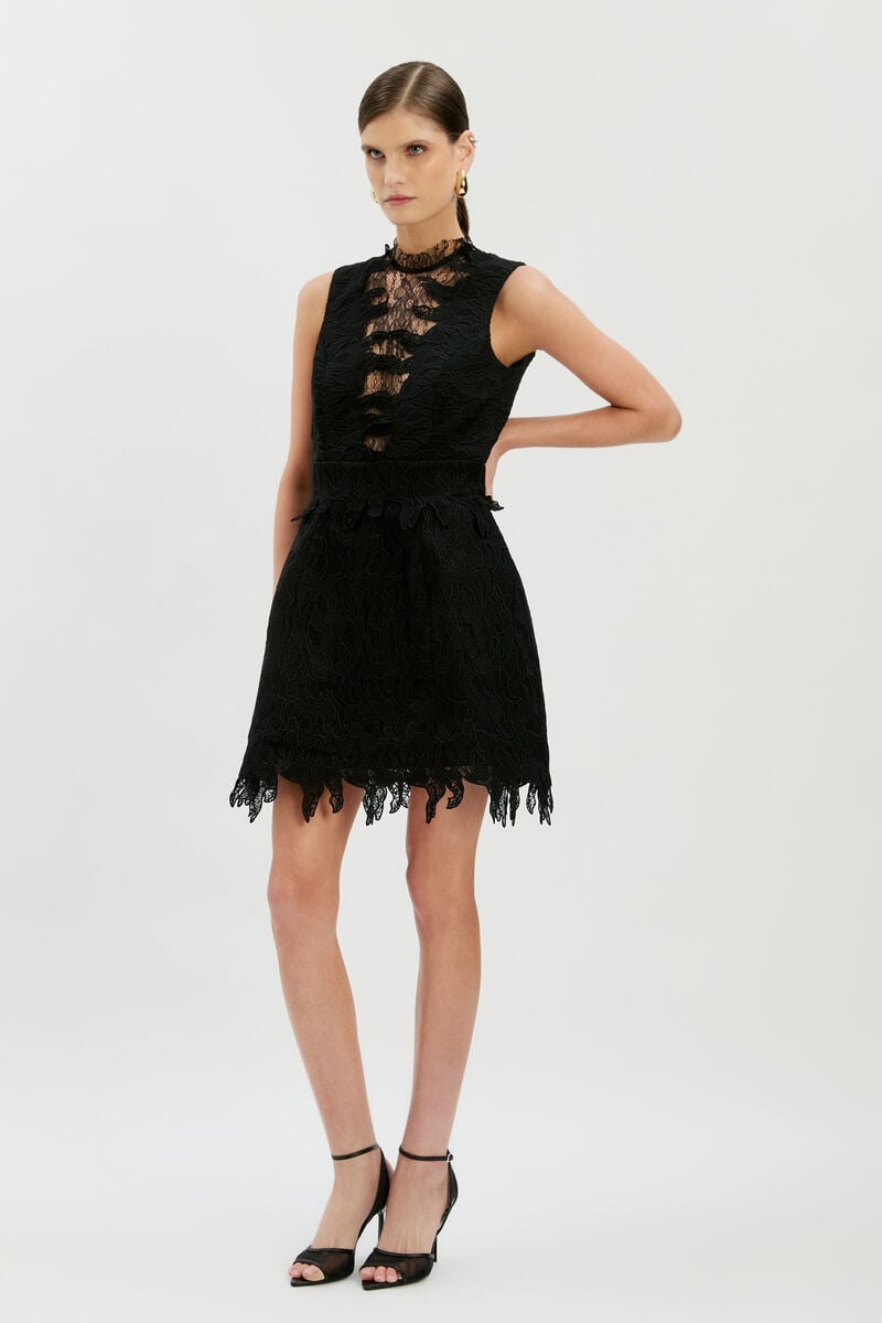 SILAS HOURGLASS MINI DRESS in colour Black