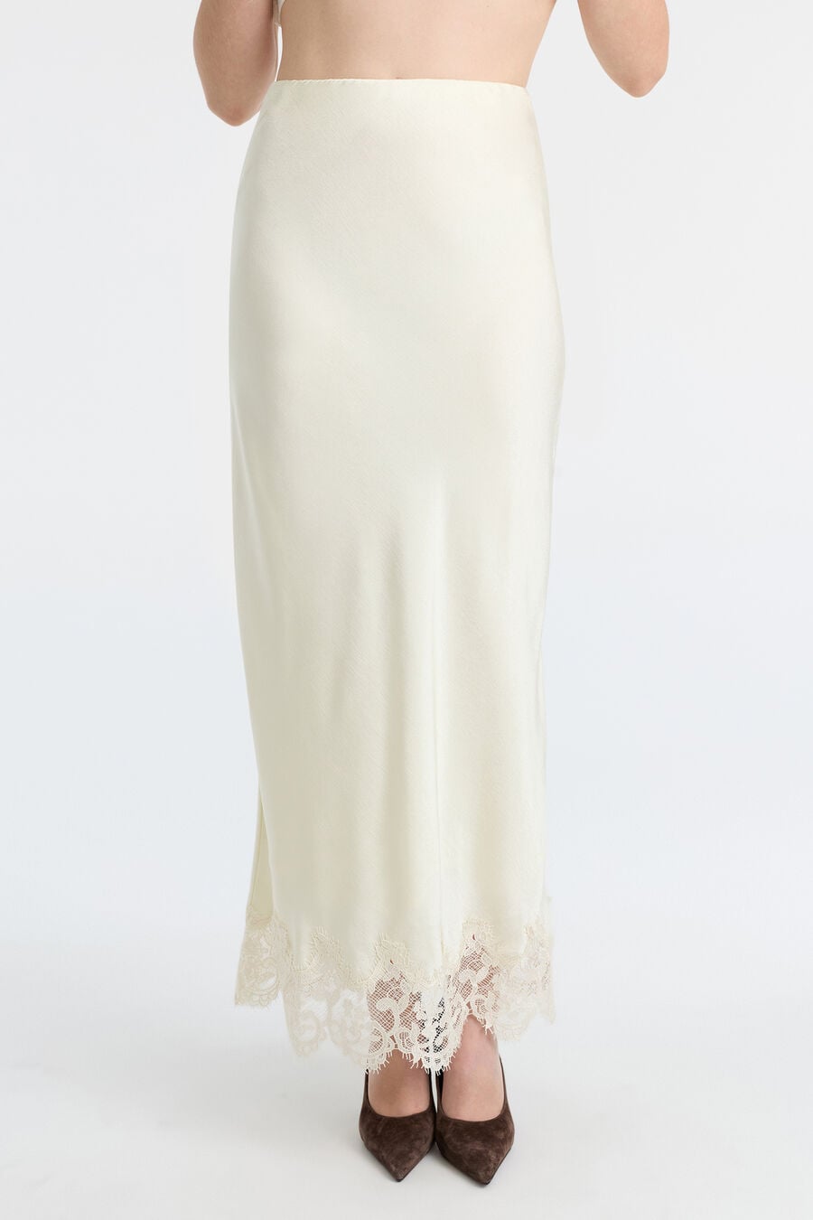 Elisan Lace Satin Midi Skirt