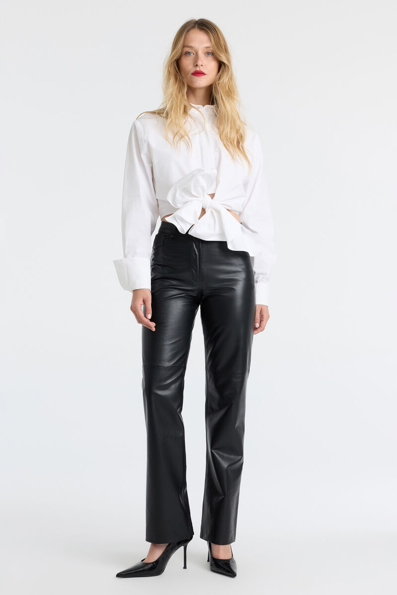DEVON TIE FRONT COTTON SHIRT in colour Orchid White