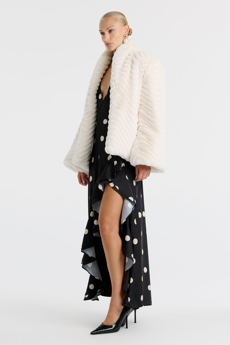 Renalda A-Line Faux Fur Coat