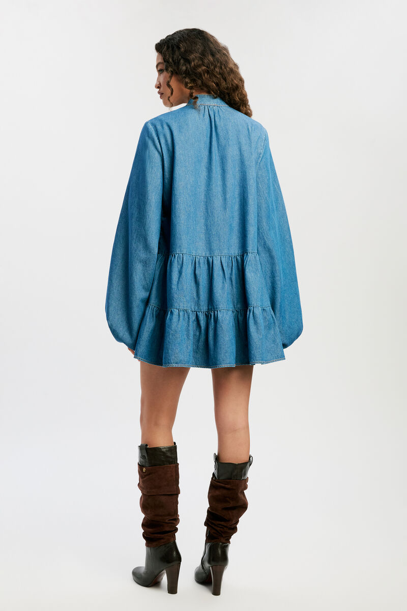 ANTONIA CHAMBRAY MINI DRESS in colour Vintage Blue