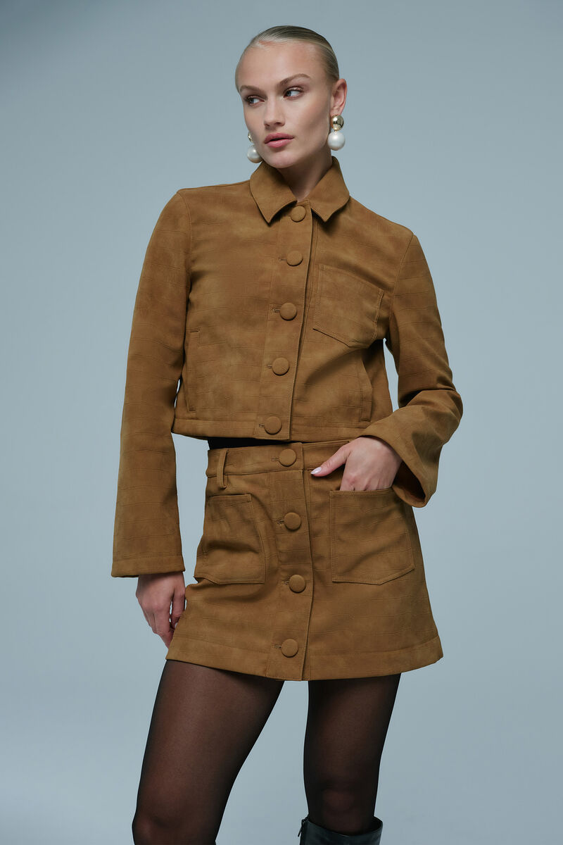 LORENZO CROC VEGAN SUEDE SHIRT in colour Camel