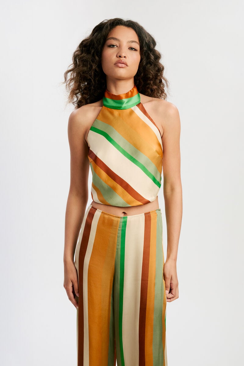 PEARCE WIDE LEG STRIPE PANT in colour Ecru Stripe