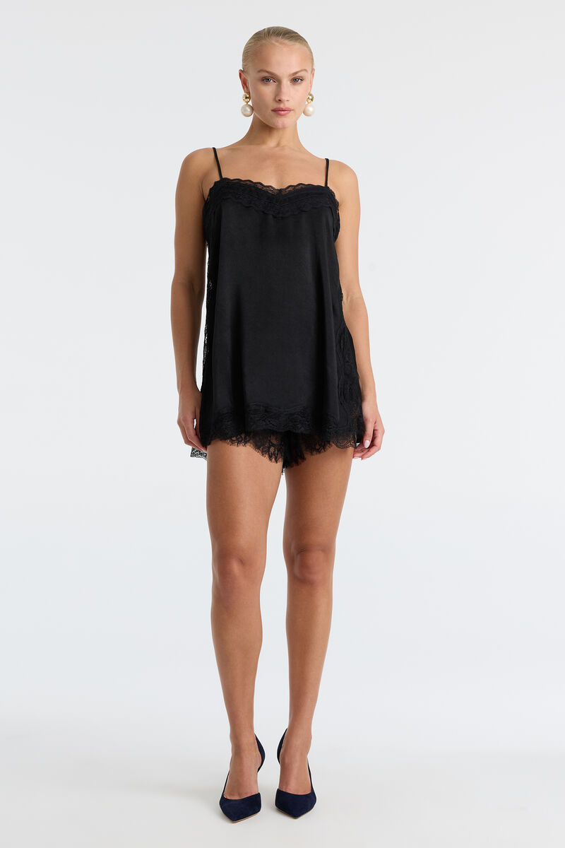CELINA LONG LINE CAMI in colour Black