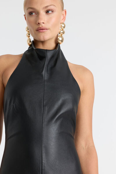 Gina Vegan Leather Midi Dress