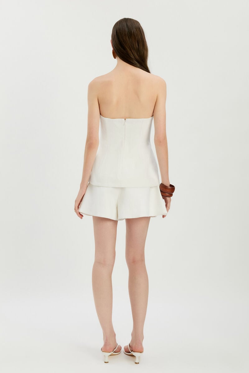 HELENIA LINEN STRAPLESS TOP in colour Orchid White
