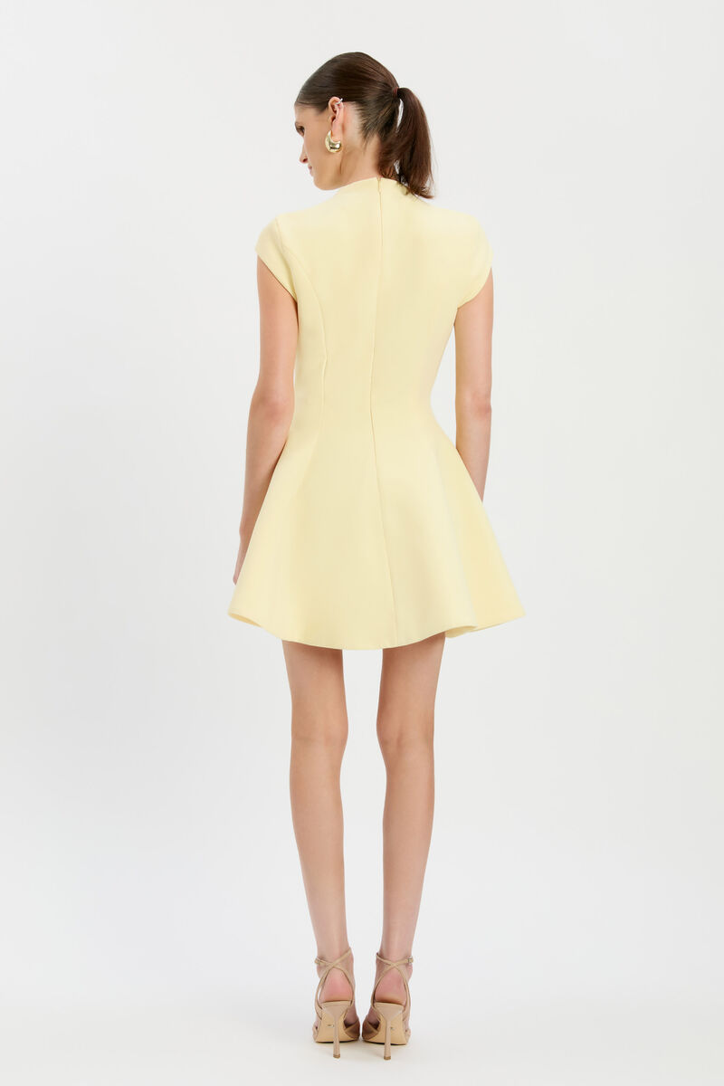 BECKETT HIGH NECK MINI DRESS in colour Canary Yellow