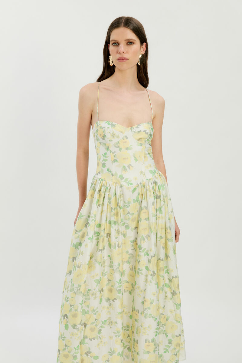 ESTIE PRINTED MAXI DRESS in colour Yellow Floral