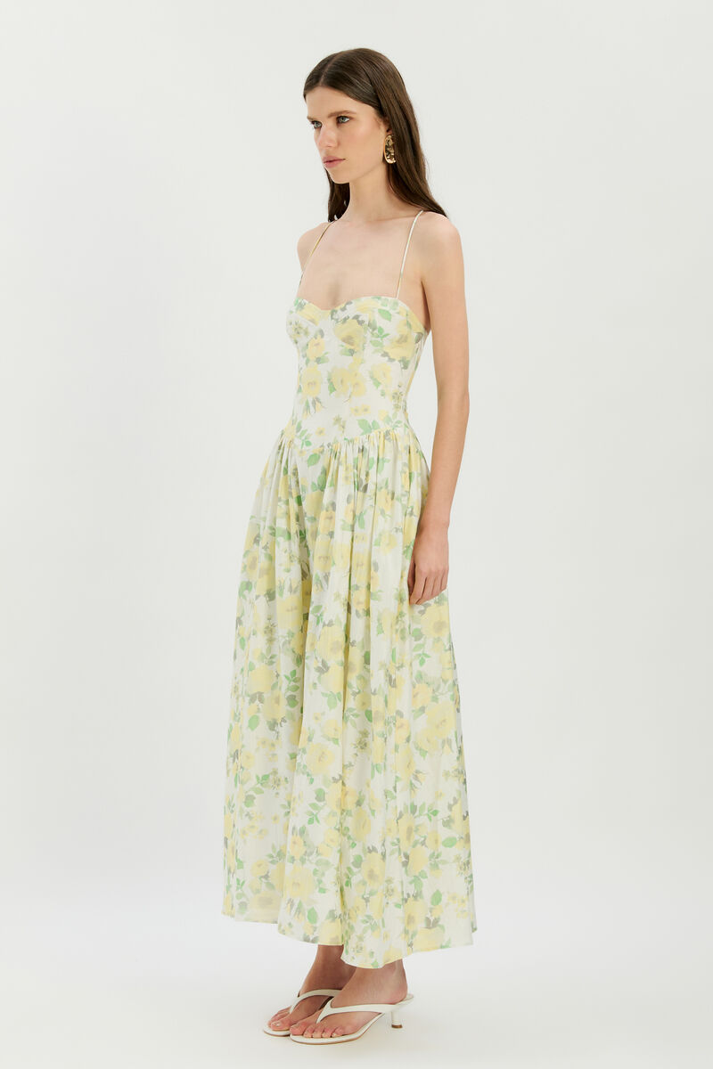 ESTIE PRINTED MAXI DRESS in colour Yellow Floral