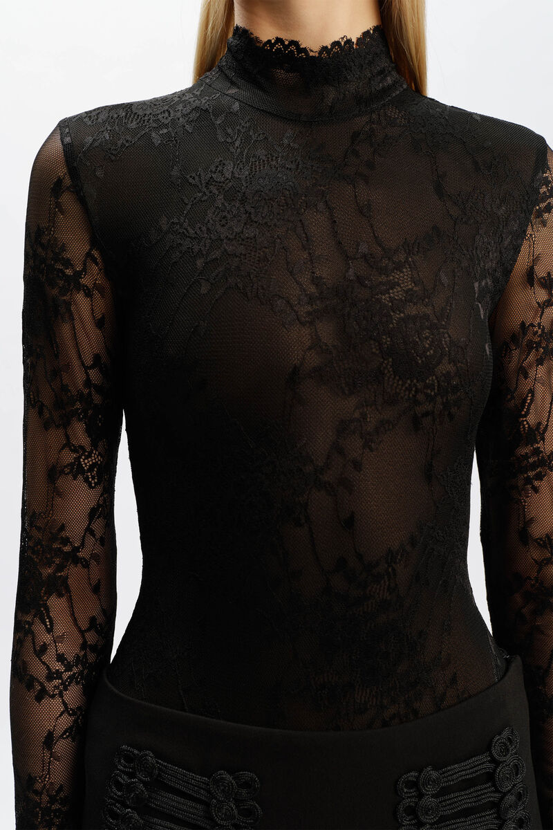 AUREL STRETCH LACE BODYSUIT in colour Black