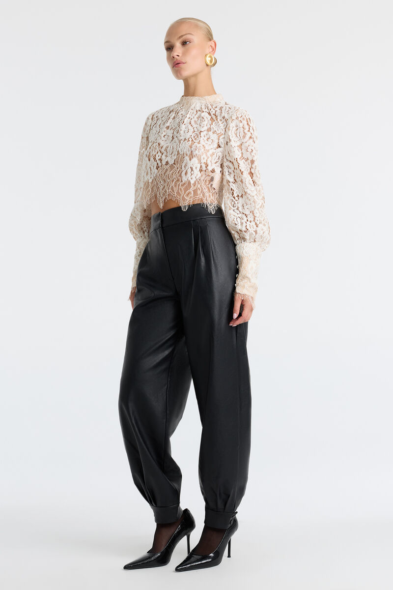 GEORGIA LONG SLEEVE LACE TOP in colour Ivory