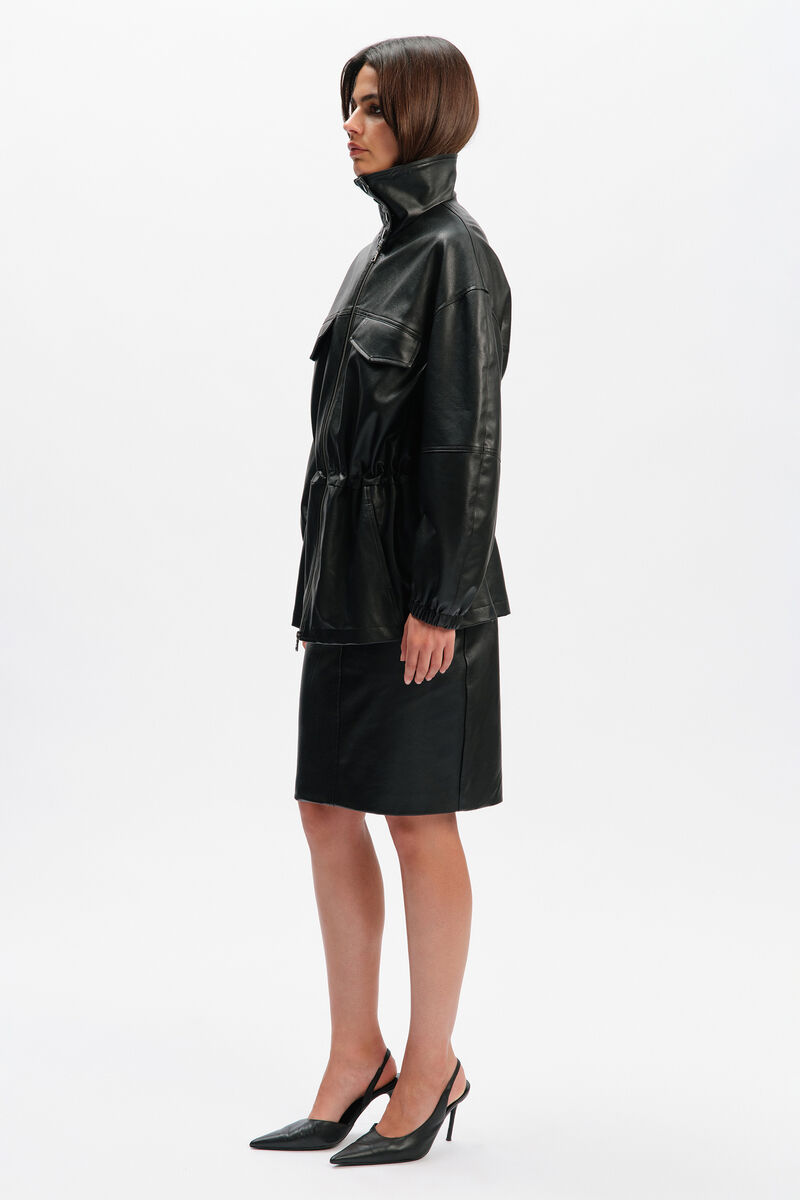 ANJA VEGAN LEATHER JACKET in colour Black
