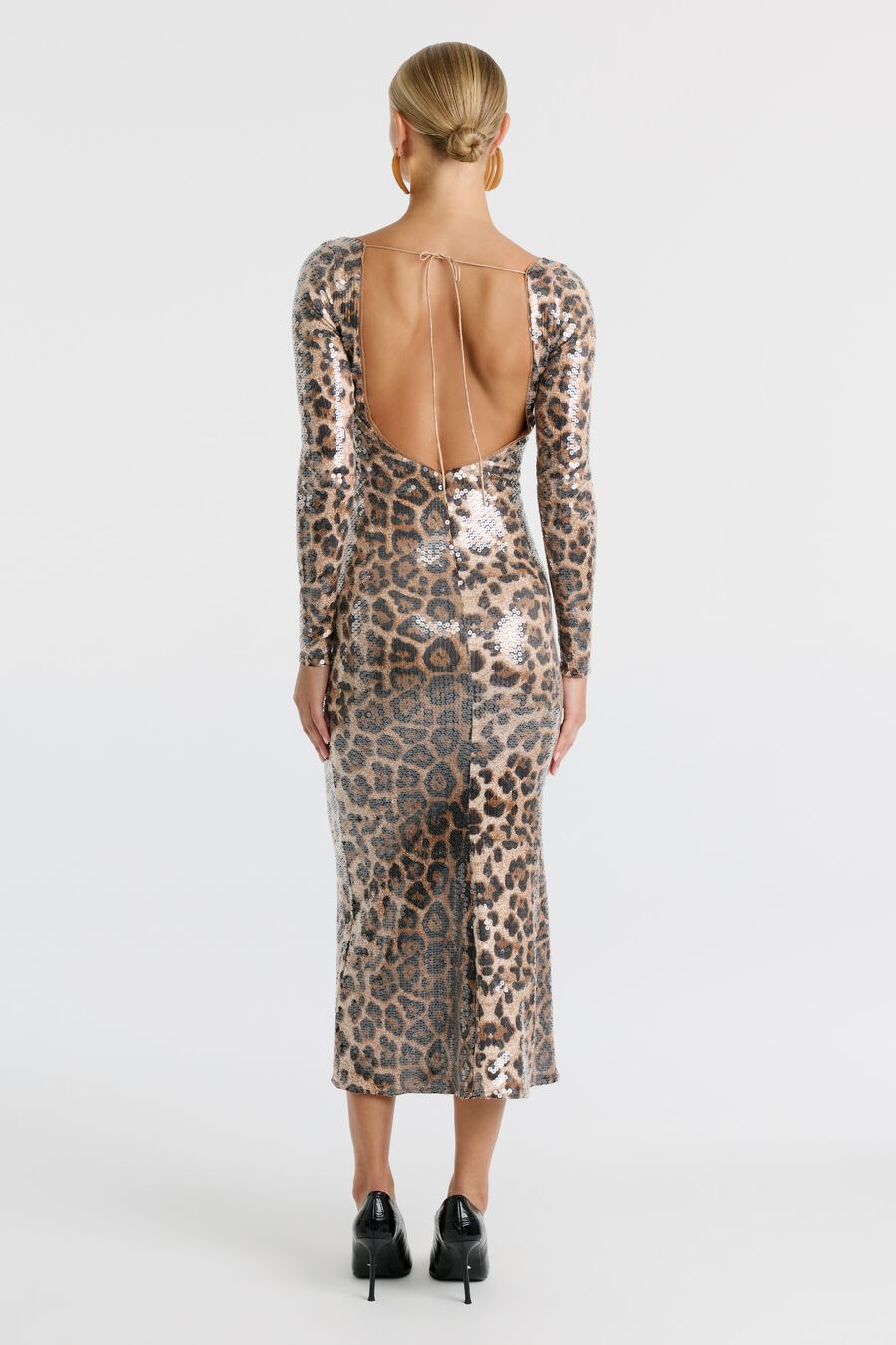 VERONA SEQUIN MIDI DRESS in colour Leopard