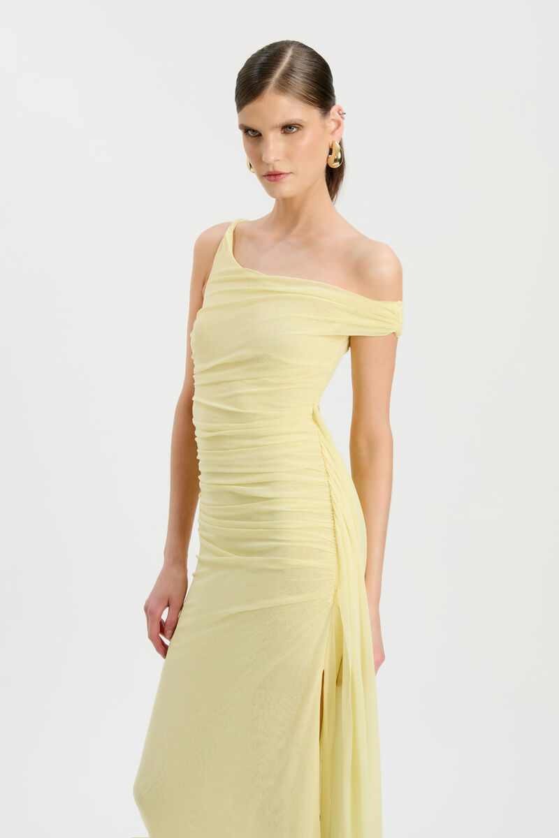 LAYANA ASYM MAXI DRESS in colour Canary Yellow