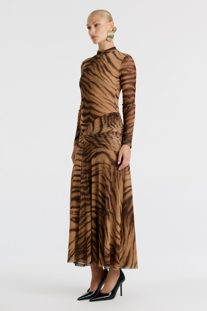 LEA PRINTED MESH DRESS in colour Animal Print