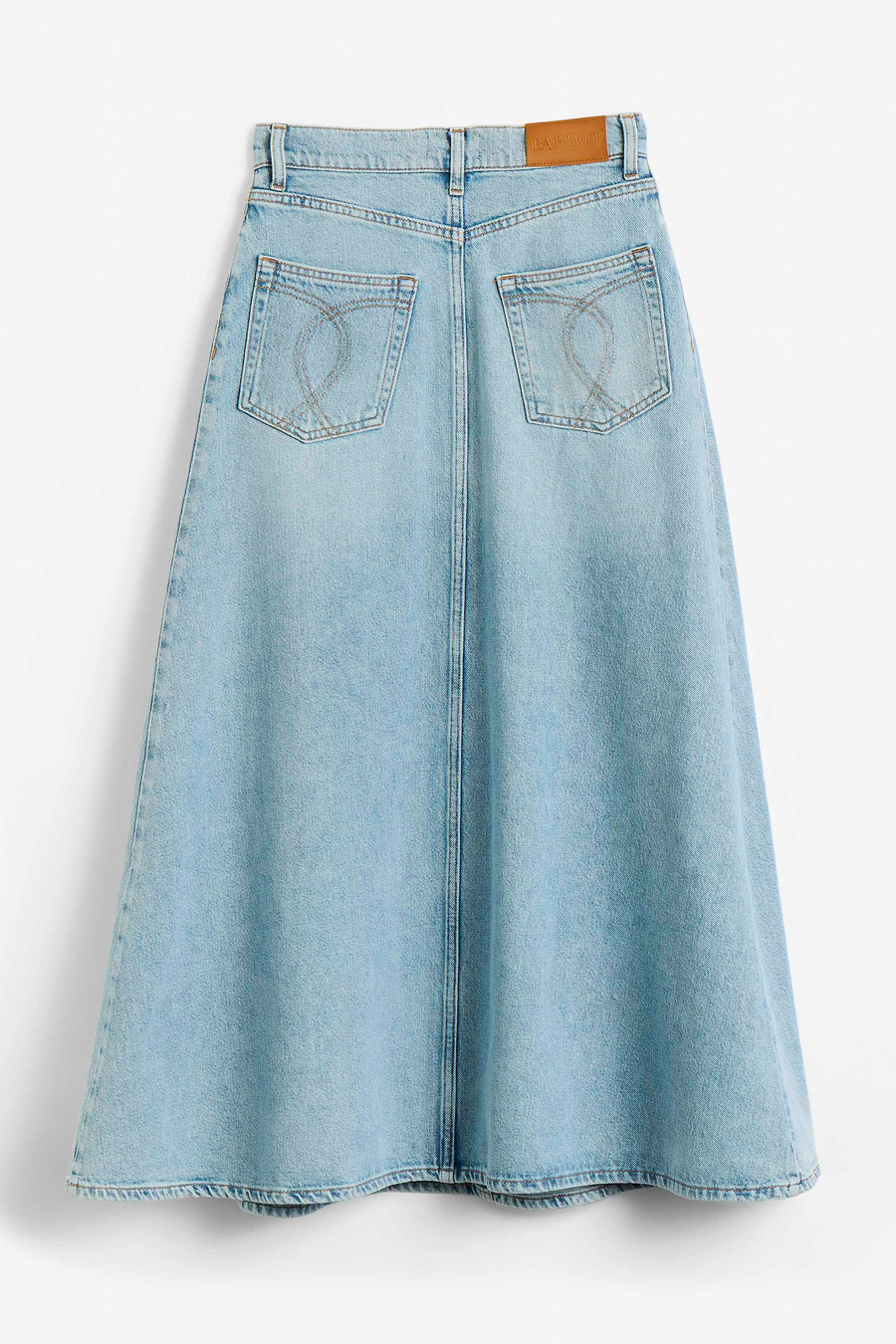 030 DENIM MIDI SKIRT in colour LIGHT DENM