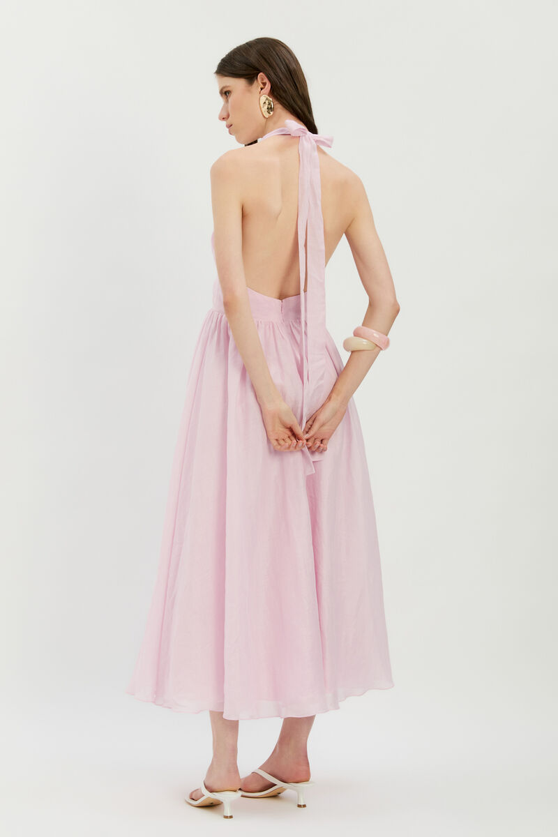 DOROTA HALTER NECK MIDI DRESS in colour Bliss Pink