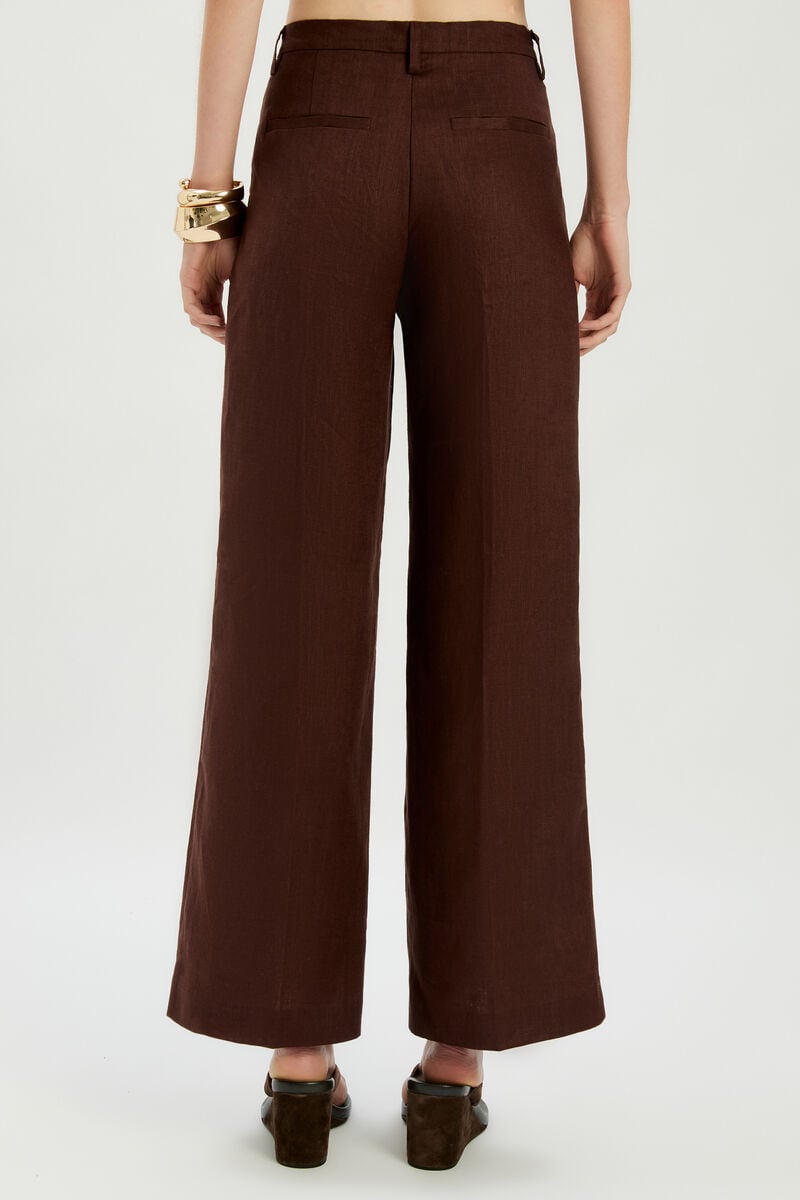 GEORDY HIPSTER LINEN PANT in colour Chocolate