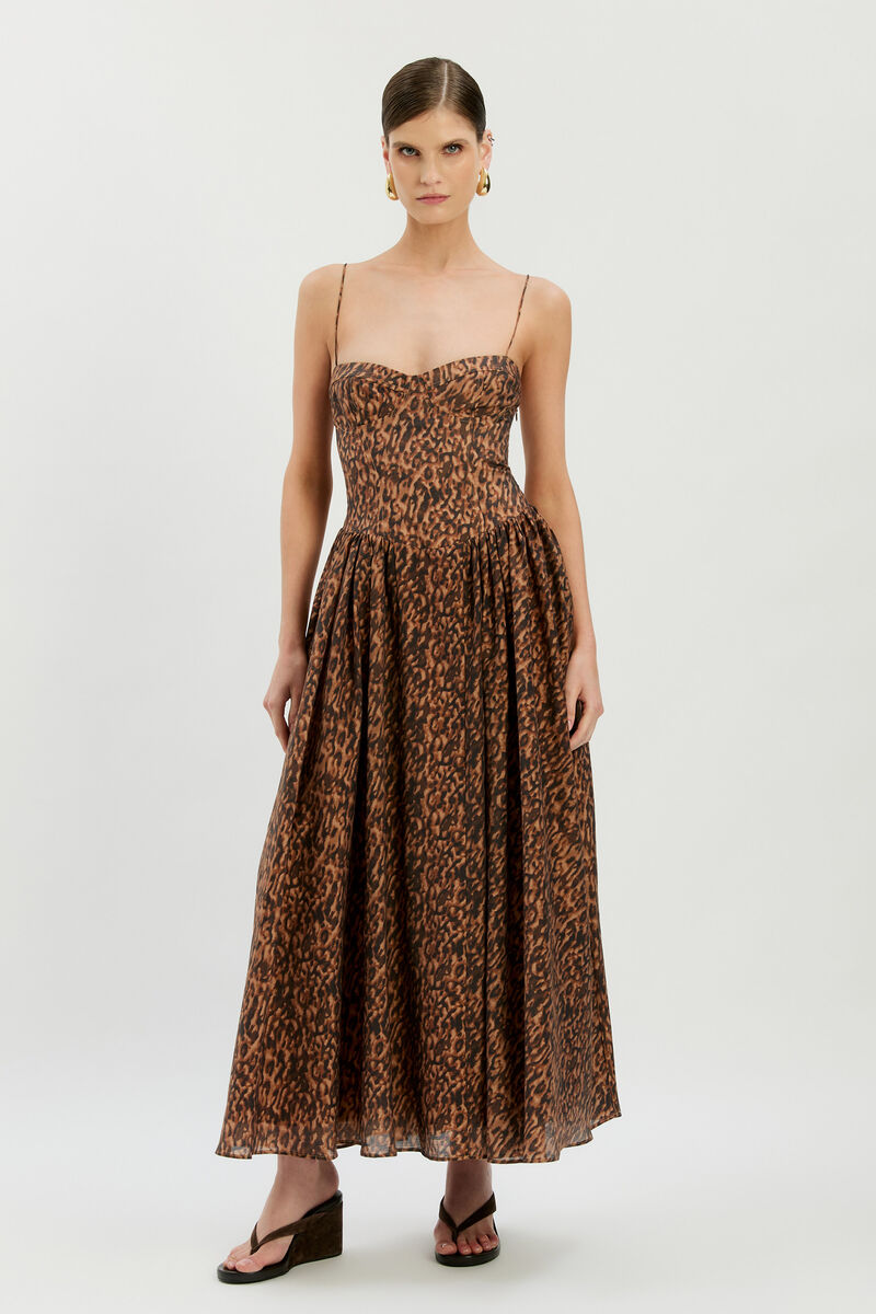 ESTIE PRINTED MAXI DRESS in colour Leopard