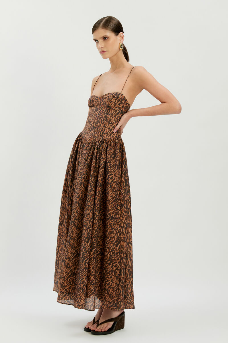 ESTIE PRINTED MAXI DRESS in colour Leopard