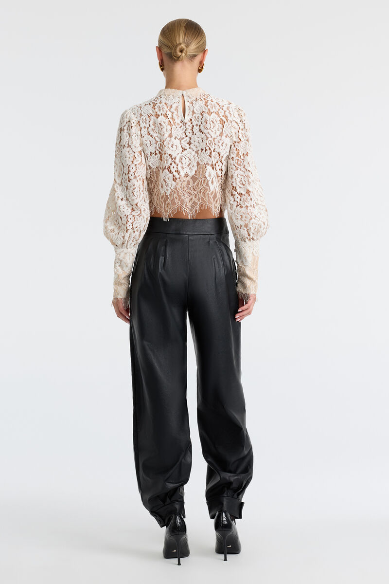 GEORGIA LONG SLEEVE LACE TOP in colour Ivory