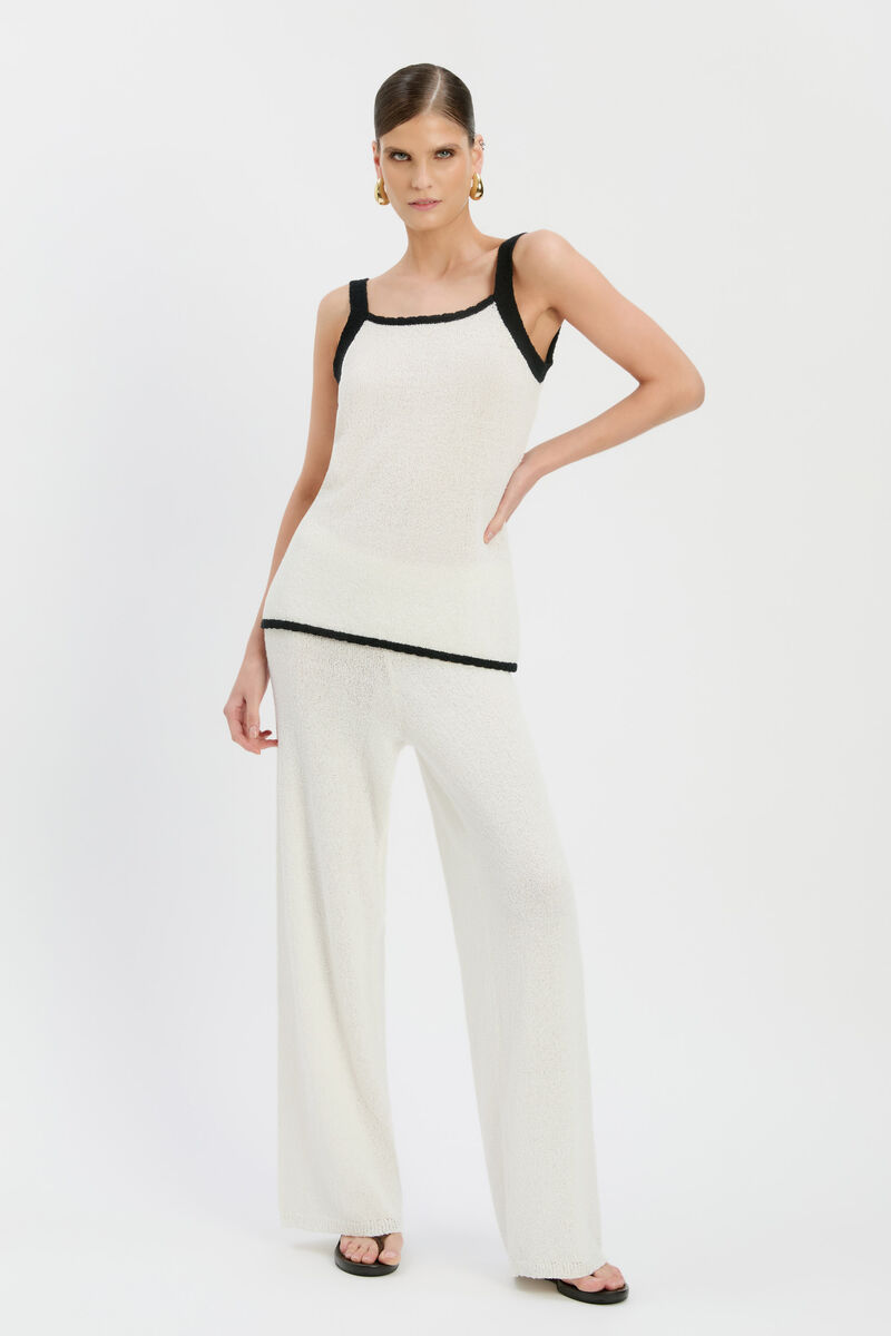 BEATRIZ HIGH RISE KNIT PANT in colour IVORY