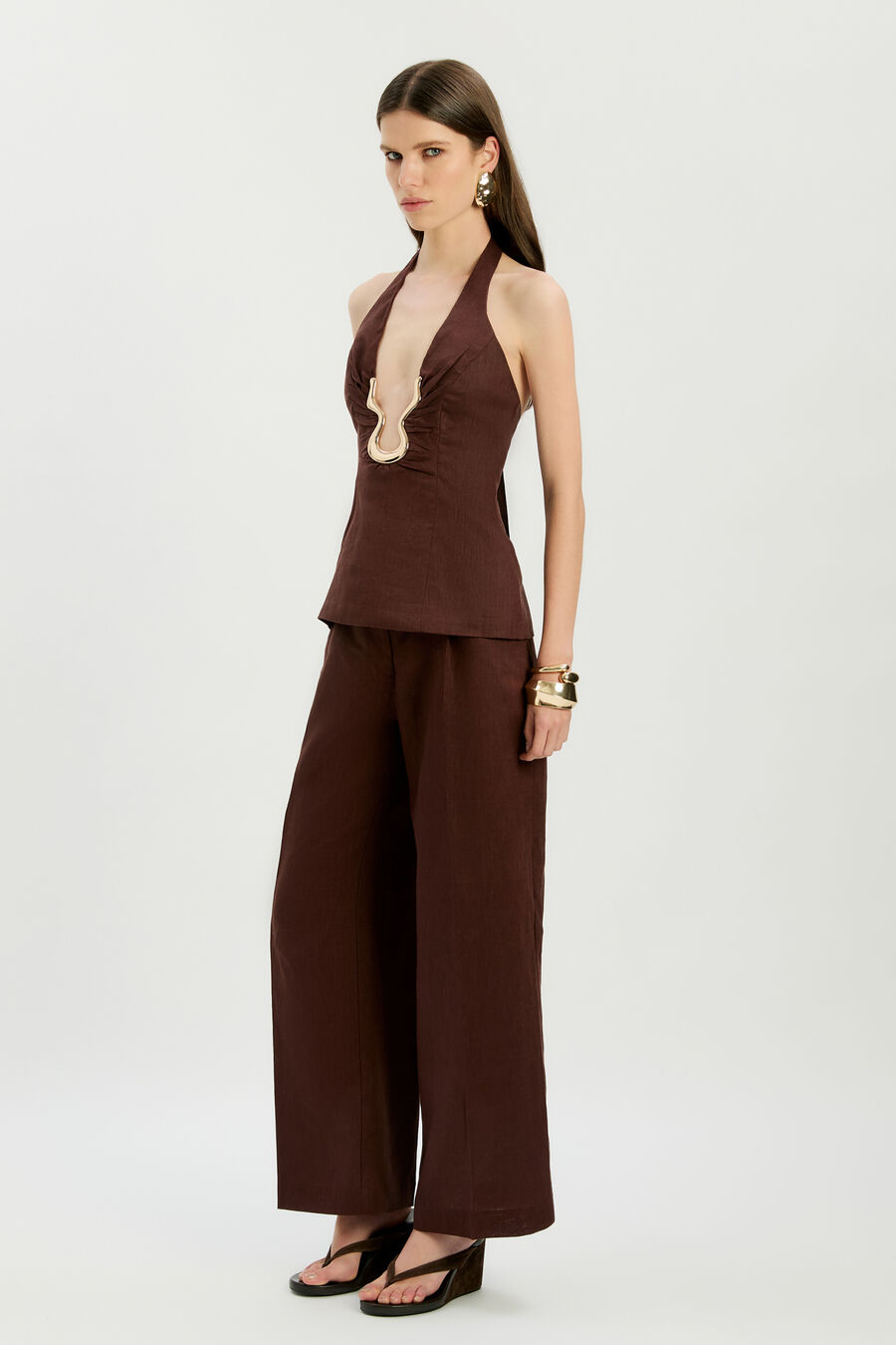 Cavarly Linen Halter Top 