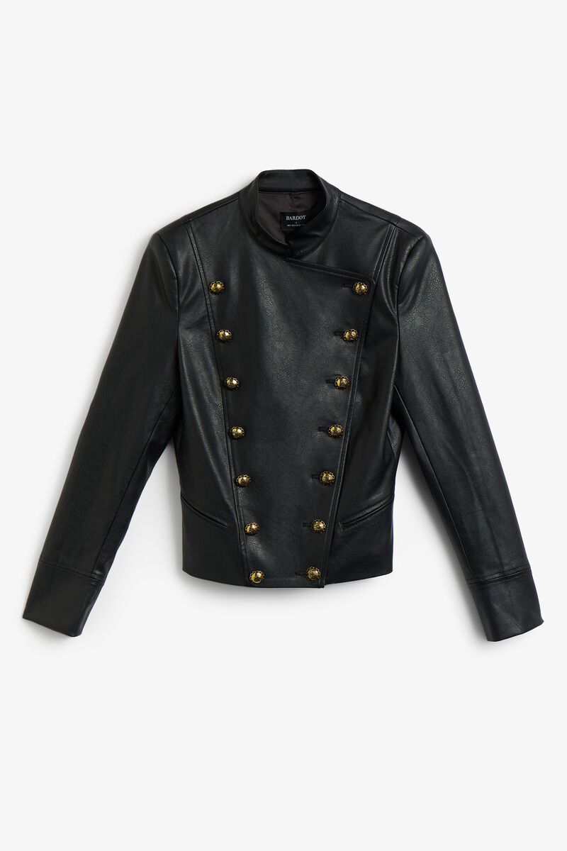 MARCELLA VEGAN LEATHER JACKET in colour Black