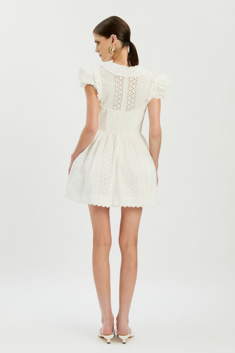 ALLINGTON BRODERIE MINI DRESS in colour Orchid White