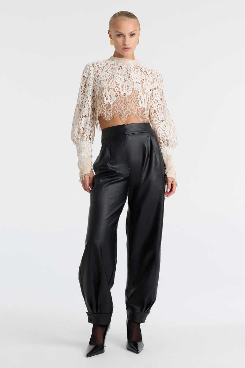 GEORGIA LONG SLEEVE LACE TOP in colour Ivory