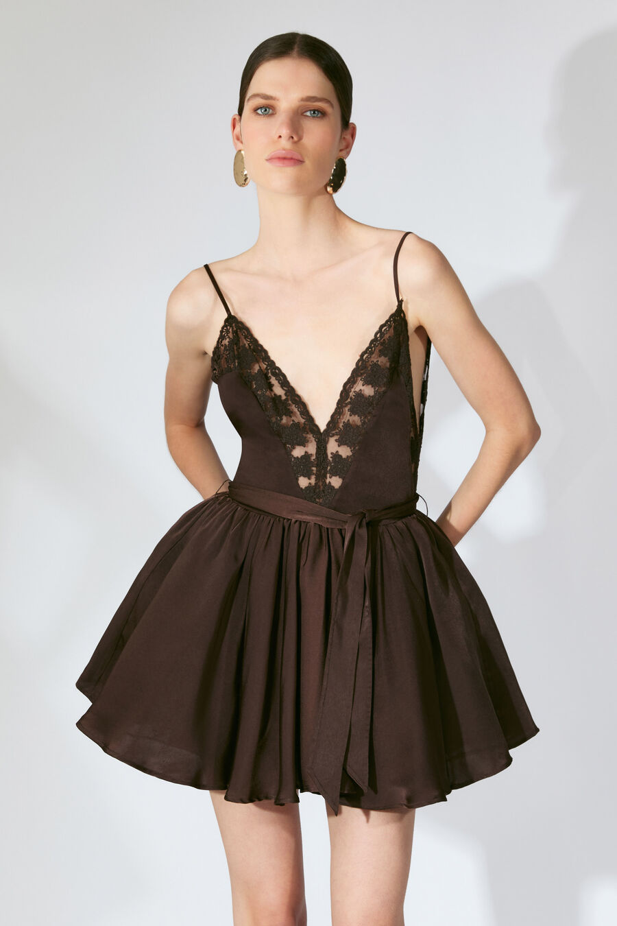 Natalia Lace Trim Mini Dress