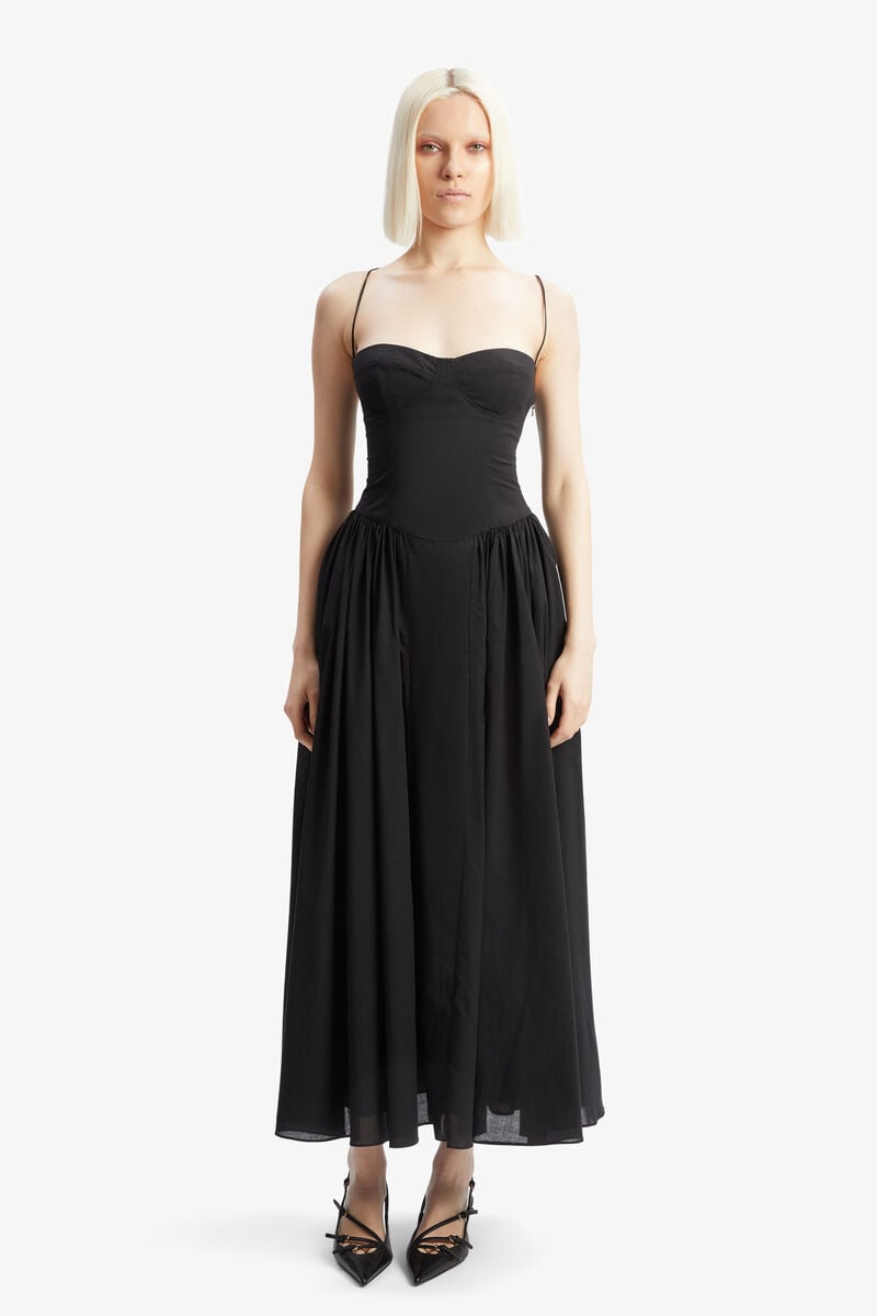 ESTIE COTTON MAXI DRESS in colour Black