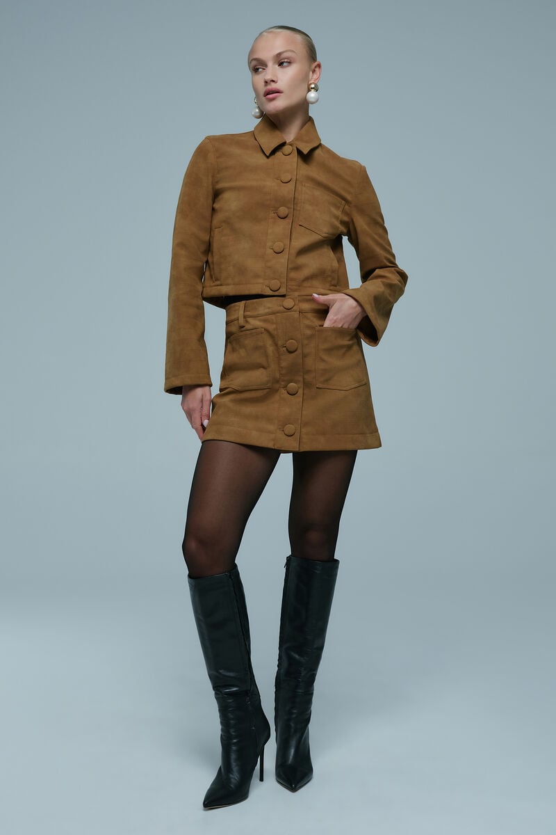 LORENZO CROC VEGAN SUEDE SKIRT in colour Camel