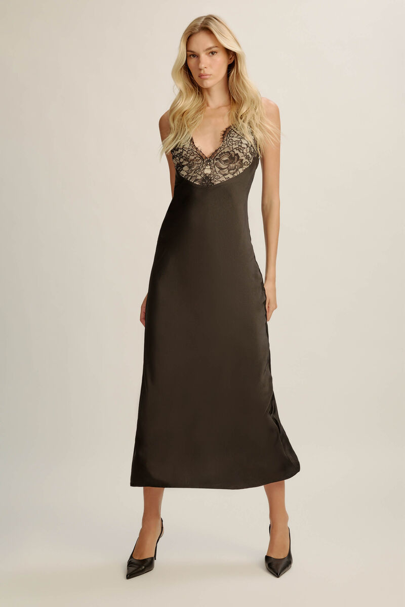 HAYDEN LACE SLIP DRESS in colour BLACK
