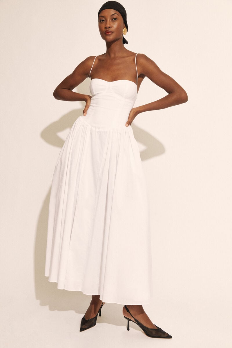 ESTIE COTTON MAXI DRESS in colour ORCHID WHT