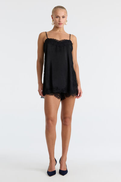 Silvio Satin Lace Trim Short