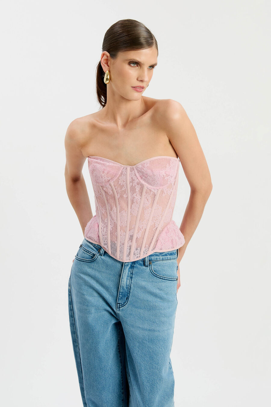 Cristo Strapless Lace Bustier