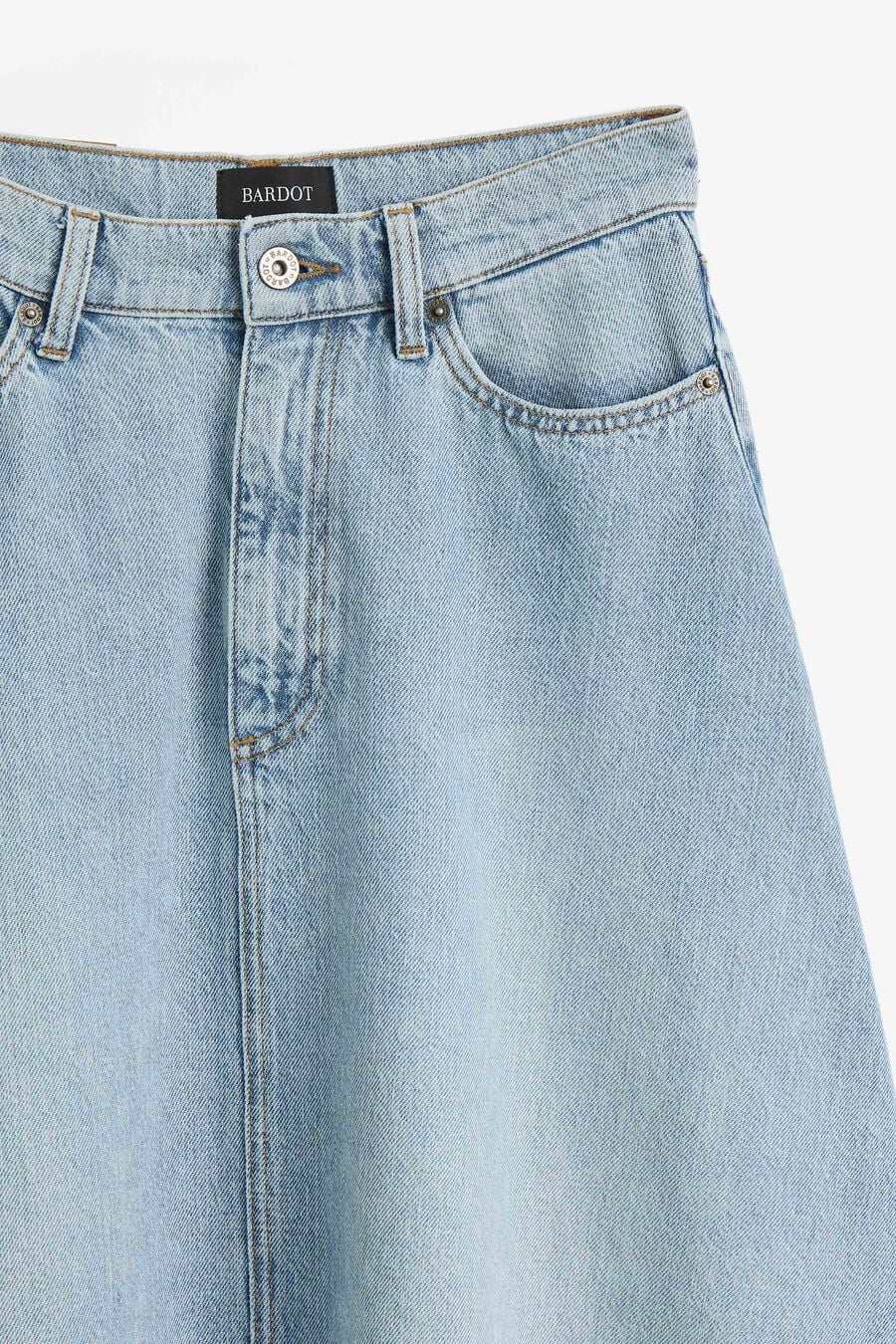 030 DENIM MIDI SKIRT in colour LIGHT DENM