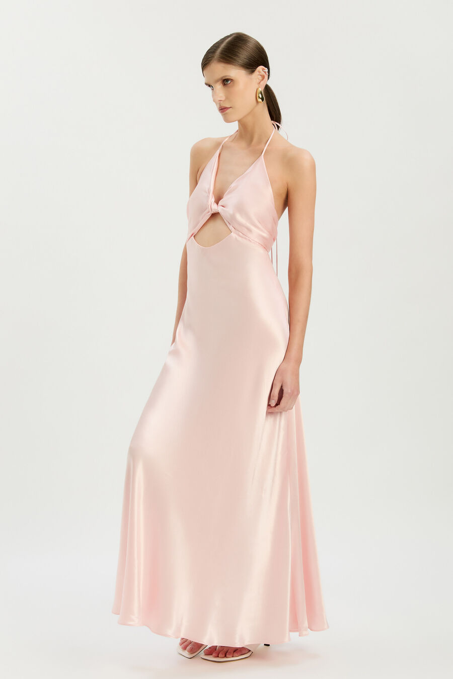 ISOLA HALTER NECK MAXI DRESS in colour Pink Petal