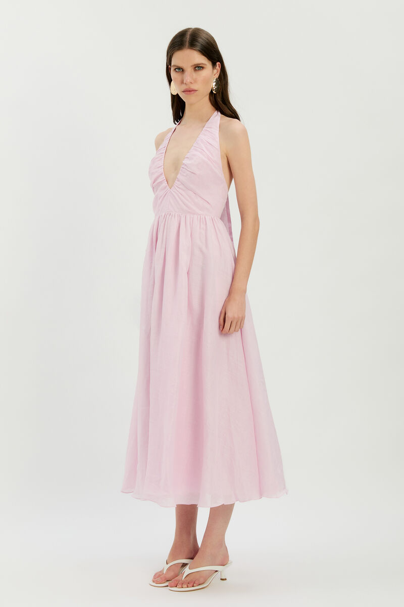 DOROTA HALTER NECK MIDI DRESS in colour Bliss Pink