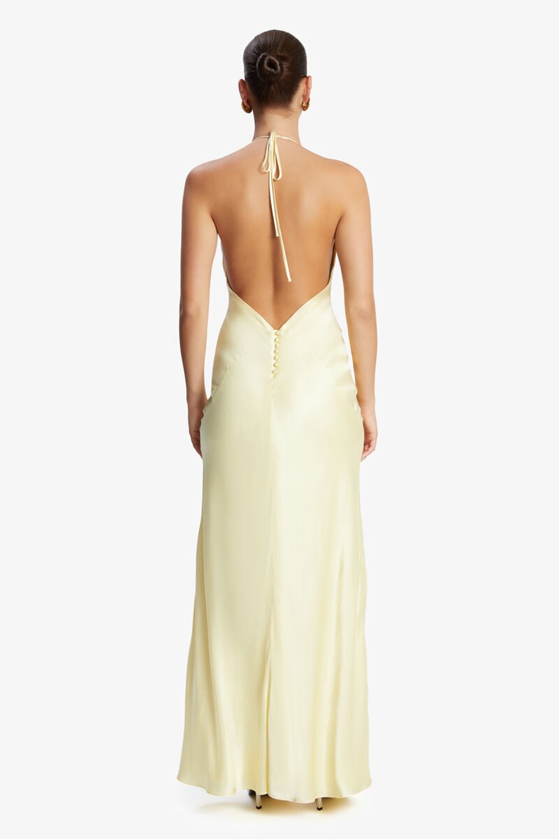 YVE HALTER DRESS in colour Canary Yellow