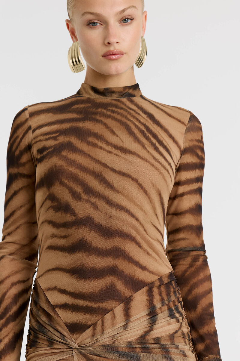LEA PRINTED MESH DRESS in colour Animal Print