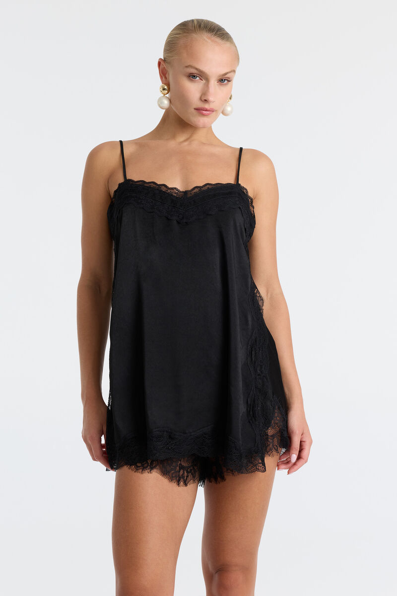 CELINA LONG LINE CAMI in colour Black
