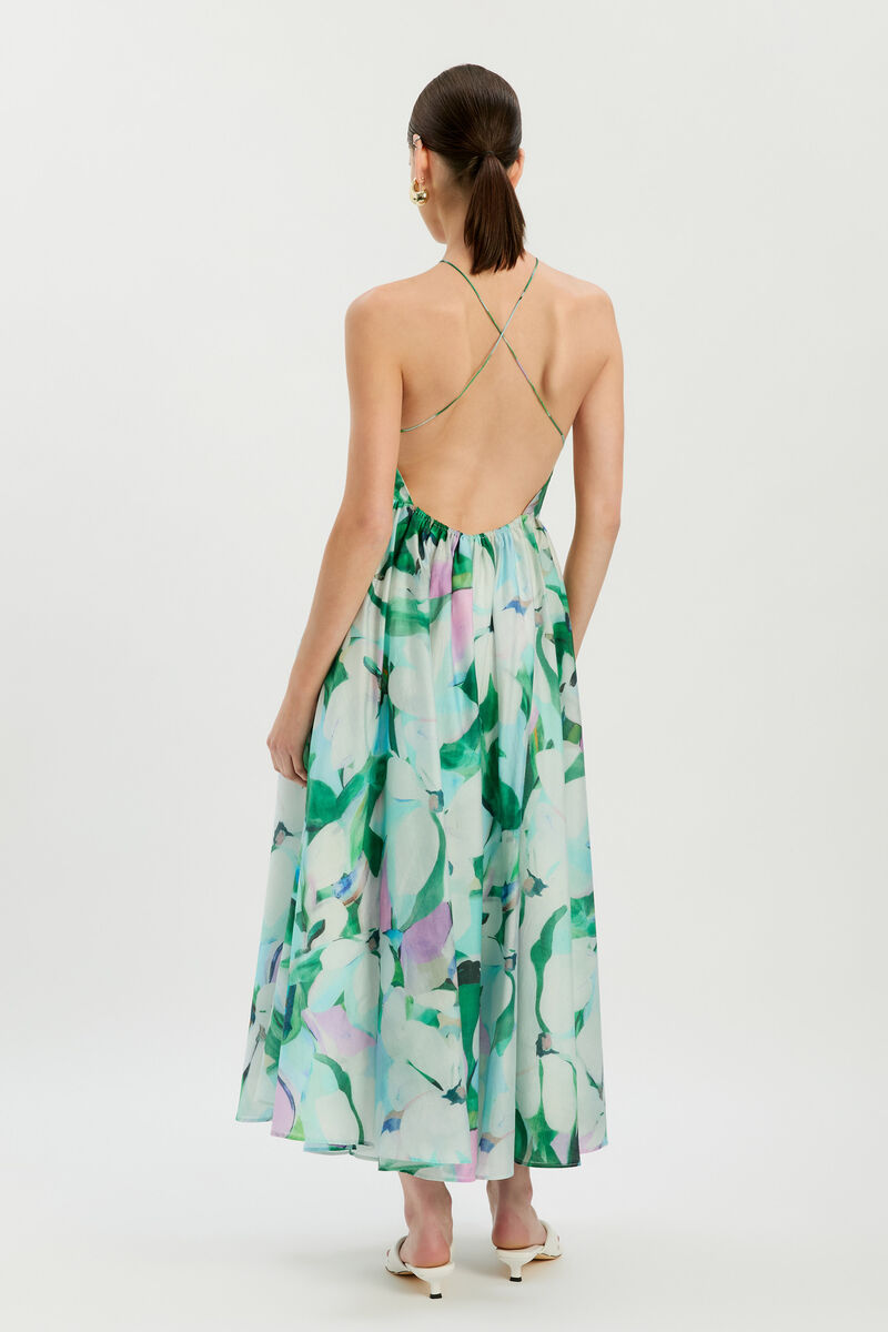 ARLETHA HALTER MAXI DRESS in colour Green Floral