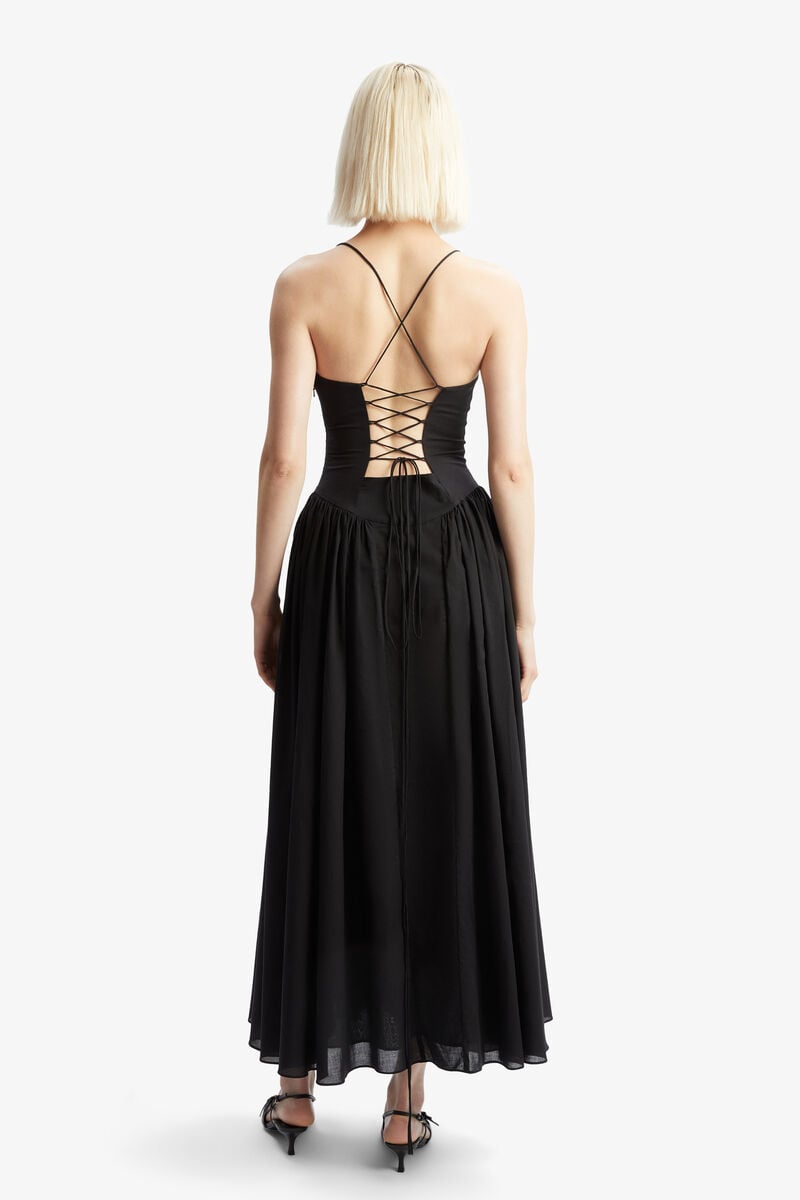 ESTIE COTTON MAXI DRESS in colour Black