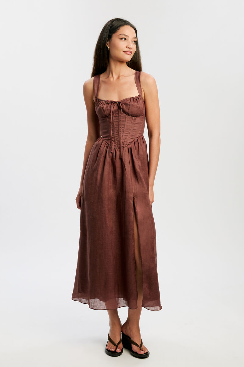 ESRA MIDI DRESS in colour CHOCOLATE